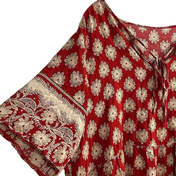 Emery Rose Women's 4XL Red Floral 3/4 Sleeve Tunic Top Casual Spring - Picture 6 of 16